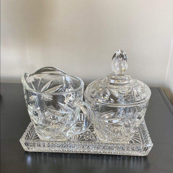Other - Vintage Anchor Hocking Star Of David Creamer, Sugar Bowl & Serving Tray Set!